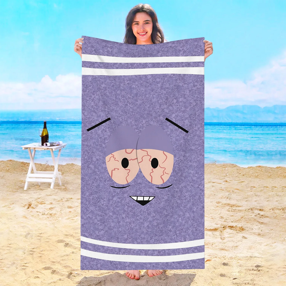 Funny Kawaii Towelie Beach Towel Bath Microfiber Towels Bathroom For Home Baby Sauna Playa Travel Spa Swimming Pool Quick Drying
