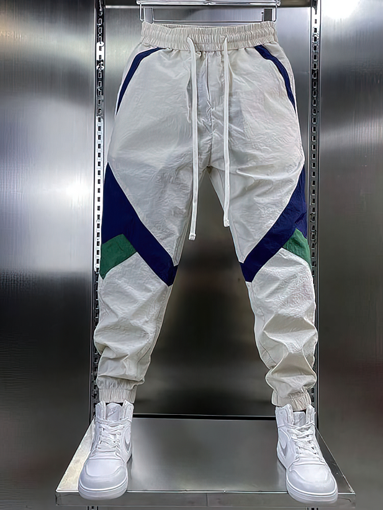 Patchwork Beige White Sweatpants Men Baggy Jogging Pants Spring Summer Casual Sport Harem Ankle-Length Trousers